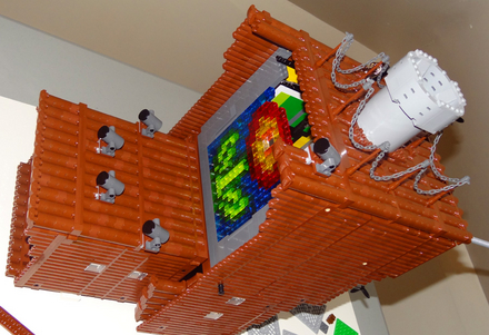 Julius von Brunk : Rear portion of my partially-complete LEGO Mario airship, with the warp pipe and stained-glass window!